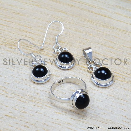 Black Onyx 925 Sterling Silver Jewelry Set (SJWS-12) Black Onyx 925 Sterling Silver Jewelry Set (SJWS-12)