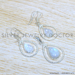 Rainbow Moonstone 925 Sterling Silver Jewelry Set (SJWS-121)