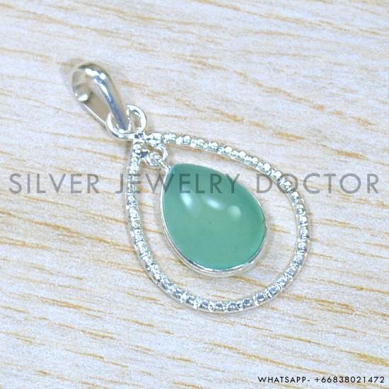 Blue Chalcedony 925 Sterling Silver Jewelry Set (SJWS-124)