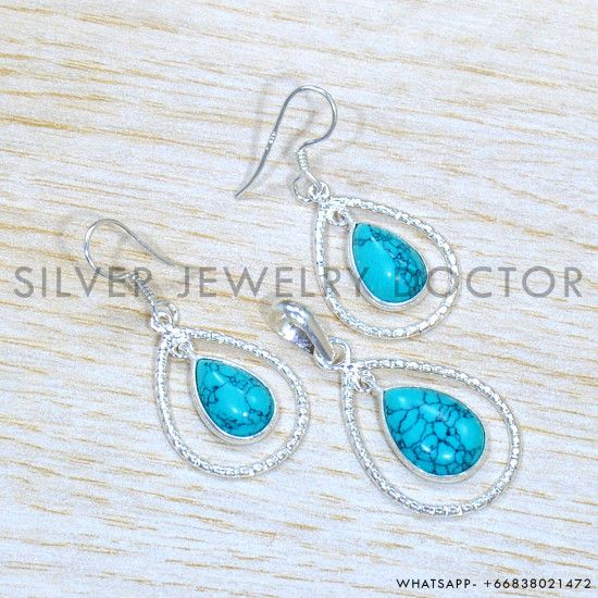 Turquoise 925 Sterling Silver Jewelry Set (SJWS-126)