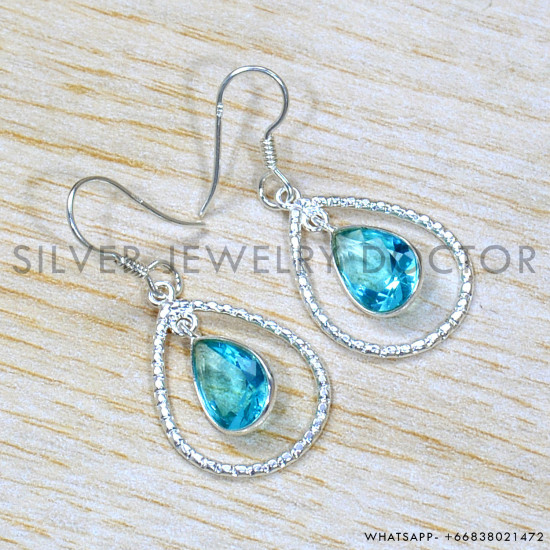 Blue Topaz 925 Sterling Silver Jewelry Set (SJWS-127)
