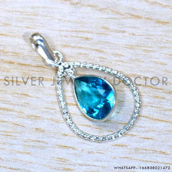 Blue Topaz 925 Sterling Silver Jewelry Set (SJWS-127)