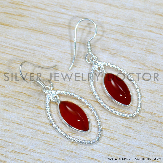 Carnelian 925 Sterling Silver Jewelry Set (SJWS-129)