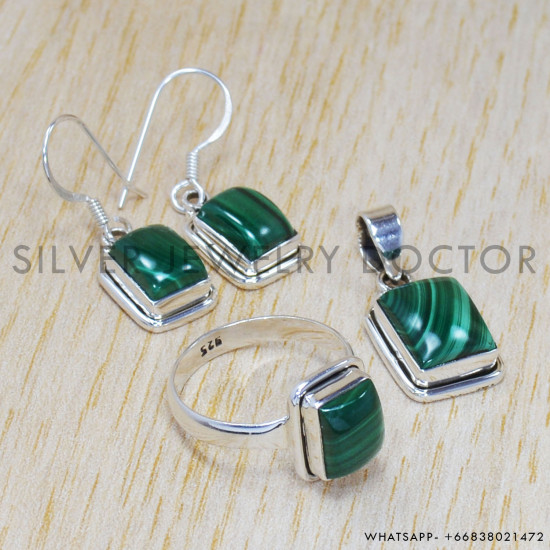 Malachite 925 Sterling Silver Jewelry Set (SJWS-13) Malachite 925 Sterling Silver Jewelry Set (SJWS-13)