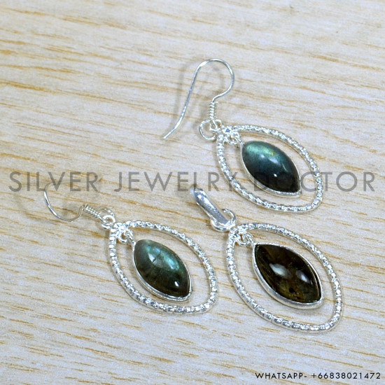 Labradorite 925 Sterling Silver Jewelry Set (SJWS-132)