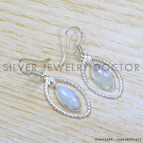 Rainbow Moonstone 925 Sterling Silver Jewelry Set (SJWS-133)