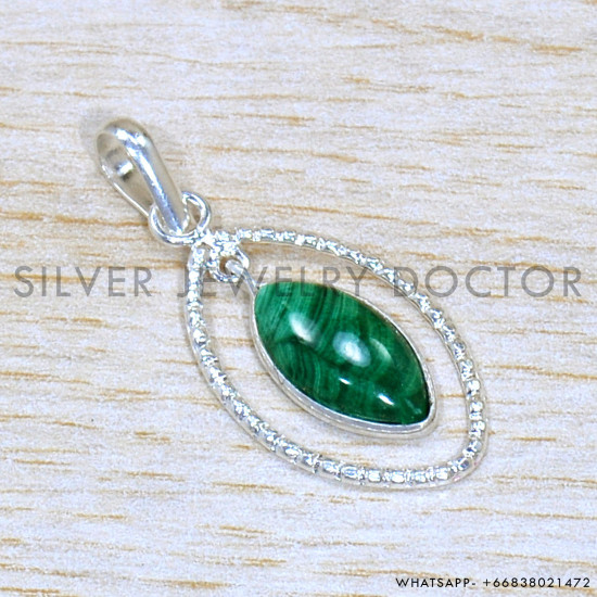 Malachite 925 Sterling Silver Jewelry Set (SJWS-136)
