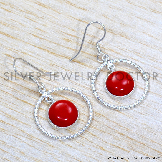 Coral 925 Sterling Silver Jewelry Set (SJWS-140)