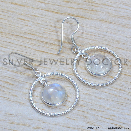 Rainbow Moonstone 925 Sterling Silver Jewelry Set (SJWS-143)