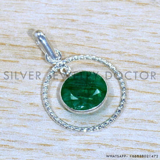 Emerald 925 Sterling Silver Jewelry Set (SJWS-147)