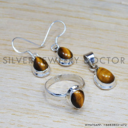 Tiger Eye 925 Sterling Silver Jewelry Set (SJWS-17)