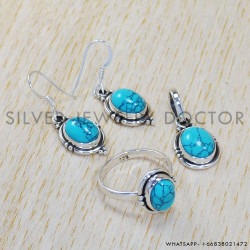 Turquoise 925 Sterling Silver Jewelry Set (SJWS-21)