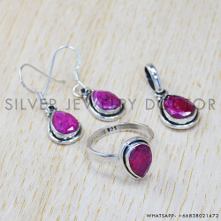Ruby 925 Sterling Silver Jewelry Set (SJWS-29)