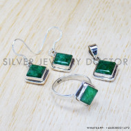 Emerald 925 Sterling Silver Jewelry Set (SJWS-31) Emerald 925 Sterling Silver Jewelry Set (SJWS-31)