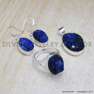 Rough Sapphire 925 Sterling Silver Jewelry Set (SJWS-35) Rough Sapphire 925 Sterling Silver Jewelry Set (SJWS-35)