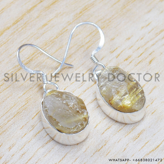 Rough Golden Rutile 925 Sterling Silver Jewelry Set (SJWS-37) Rough Golden Rutile 925 Sterling Silver Jewelry Set (SJWS-37)