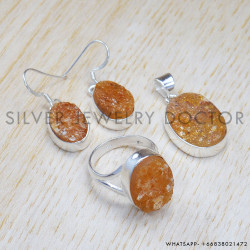 Rough Citrine 925 Sterling Silver Jewelry Set (SJWS-39)