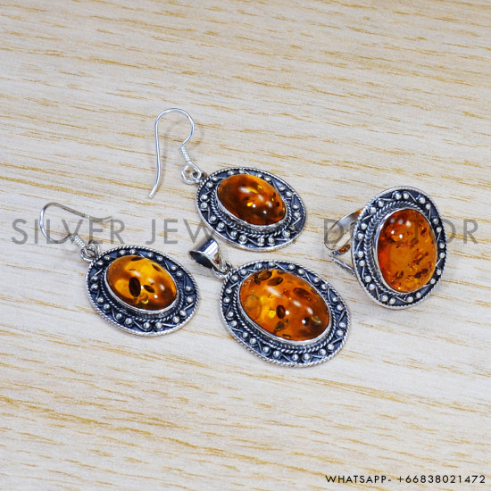 Amber 925 Sterling Silver Jewelry Set (SJWS-49) Amber 925 Sterling Silver Jewelry Set (SJWS-49)