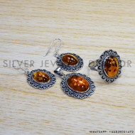 Amber 925 Sterling Silver Jewelry Set (SJWS-50) Amber 925 Sterling Silver Jewelry Set (SJWS-50)