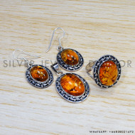 Amber 925 Sterling Silver Jewelry Set (SJWS-52) Amber 925 Sterling Silver Jewelry Set (SJWS-52)