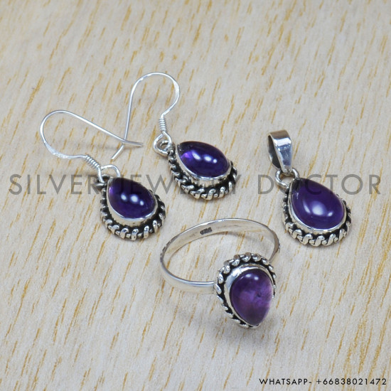Amethyst 925 Sterling Silver Jewelry Set (SJWS-6) Amethyst 925 Sterling Silver Jewelry Set (SJWS-6)