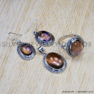 925 Real Sterling Silver Ametrine Gemstone anniversary Gift Jewelry Set SJWS-61 
