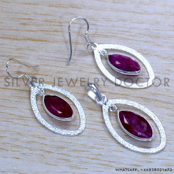 Ruby 925 Sterling Silver Jewelry Set (SJWS-71)