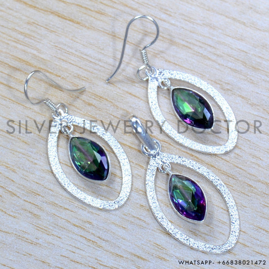 Mystic Topaz 925 Sterling Silver Jewelry Set (SJWS-76)