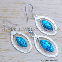 Turquoise 925 Sterling Silver Jewelry Set (SJWS-80)