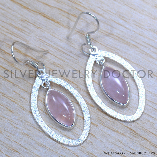 Rose Quartz 925 Sterling Silver Jewelry Set (SJWS-81)