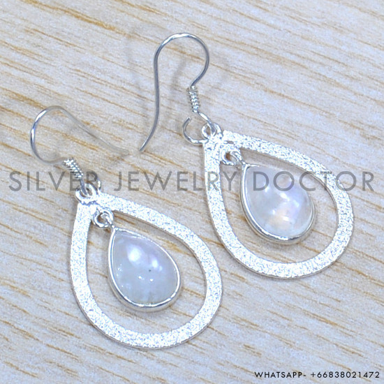 Rainbow Moonstone 925 Sterling Silver Jewelry Set (SJWS-83)