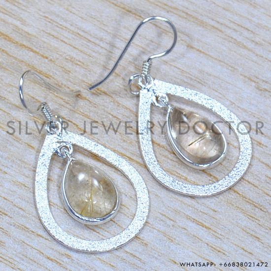 Golden Rutile 925 Sterling Silver Jewelry Set (SJWS-85)