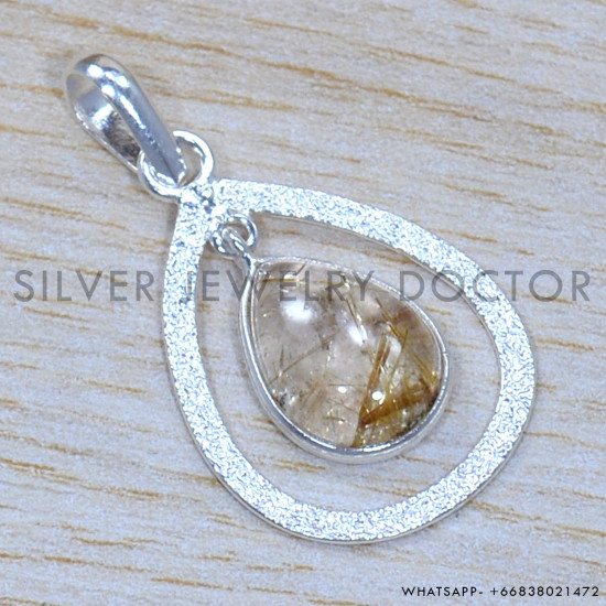 Golden Rutile 925 Sterling Silver Jewelry Set (SJWS-85)