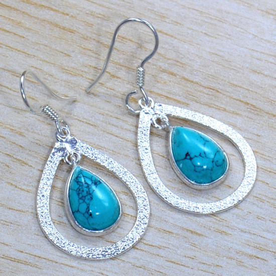 Authentic 925 Sterling Silver Turquoise Gemstone Unique Jewelry Set SJWS-86