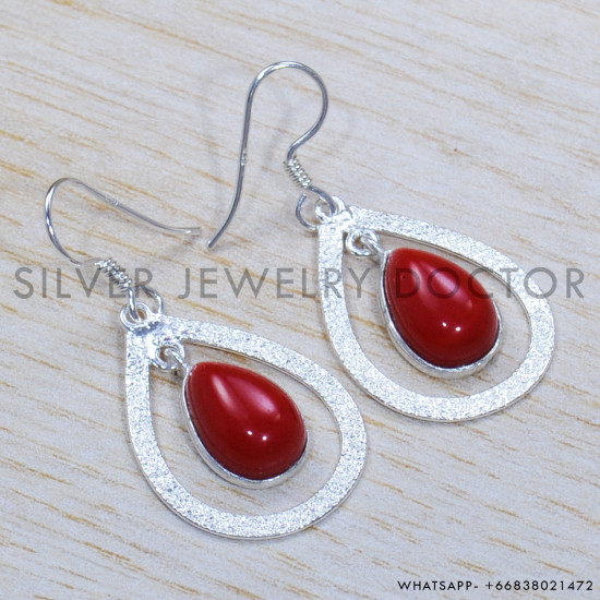 Coral 925 Sterling Silver Jewelry Set (SJWS-88)