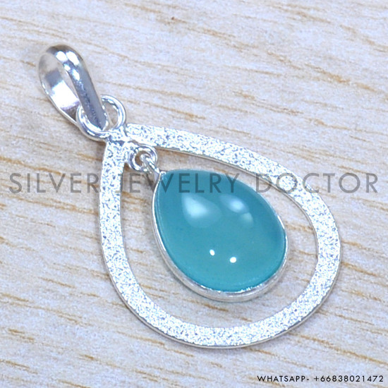 Blue Chalcedony 925 Sterling Silver Jewelry Set (SJWS-89)