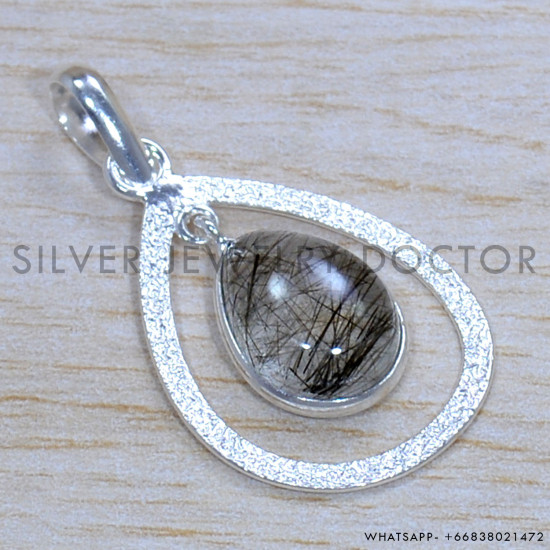 Black Rutile 925 Sterling Silver Jewelry Set (SJWS-90)