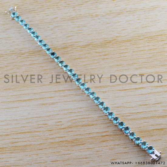 Blue Topaz 925 Sterling Silver Bracelet (WB-6469) Blue Topaz 925 Sterling Silver Bracelet (WB-6469)