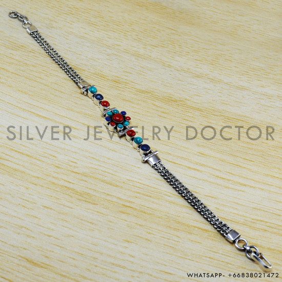 Lapis Lazuli 925 Sterling Silver Bracelet (WB-6472) Lapis Lazuli 925 Sterling Silver Bracelet (WB-6472)
