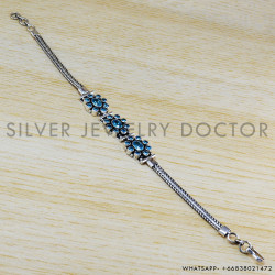 Blue Topaz 925 Sterling Silver Bracelet (WB-6473) Blue Topaz 925 Sterling Silver Bracelet (WB-6473)