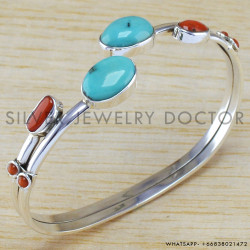 Turquoise 925 Sterling Silver Bangles (WB-6486) Turquoise 925 Sterling Silver Bangles (WB-6486)