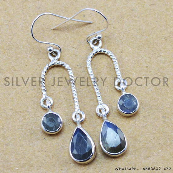Labradorite 925 Sterling Silver Earrings (WE-6206) Labradorite 925 Sterling Silver Earrings (WE-6206)
