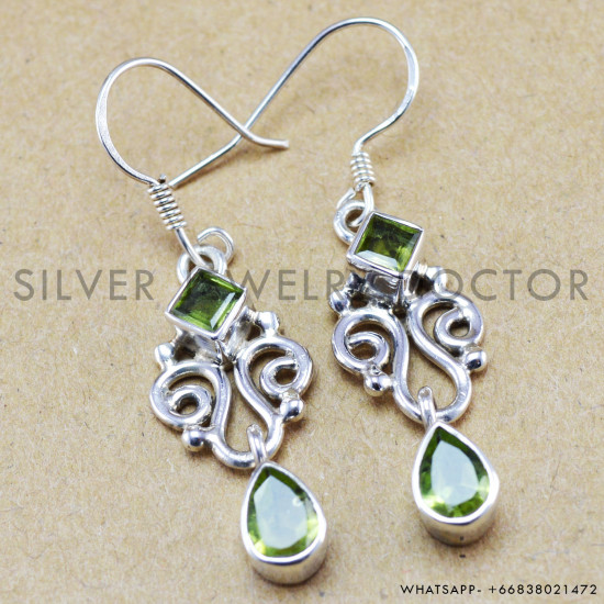 Peridot 925 Sterling Silver Earrings (WE-6209) Peridot 925 Sterling Silver Earrings (WE-6209)