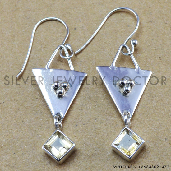 Citrine 925 Sterling Silver Earrings (WE-6211)