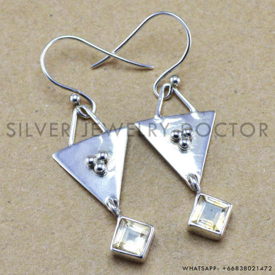 Citrine 925 Sterling Silver Earrings (WE-6211)