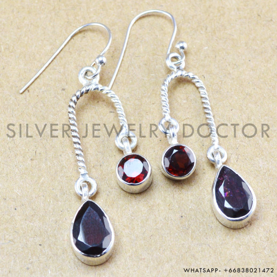 Garnet 925 Sterling Silver Earrings (WE-6212) Garnet 925 Sterling Silver Earrings (WE-6212)