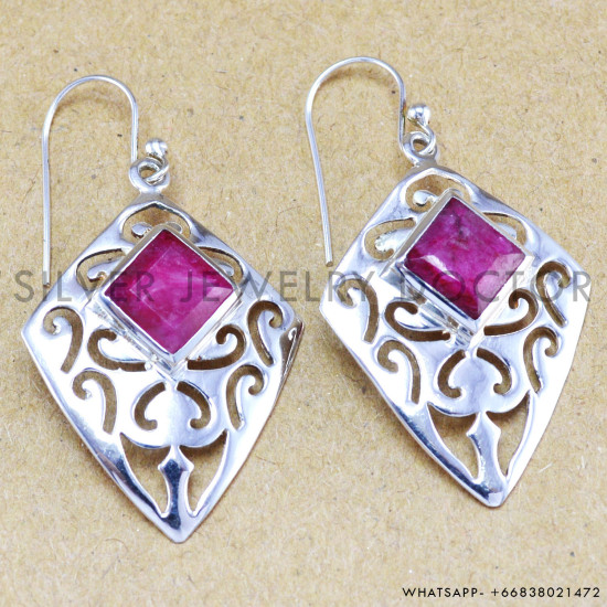 Ruby 925 Sterling Silver Earrings (WE-6217) Ruby 925 Sterling Silver Earrings (WE-6217)