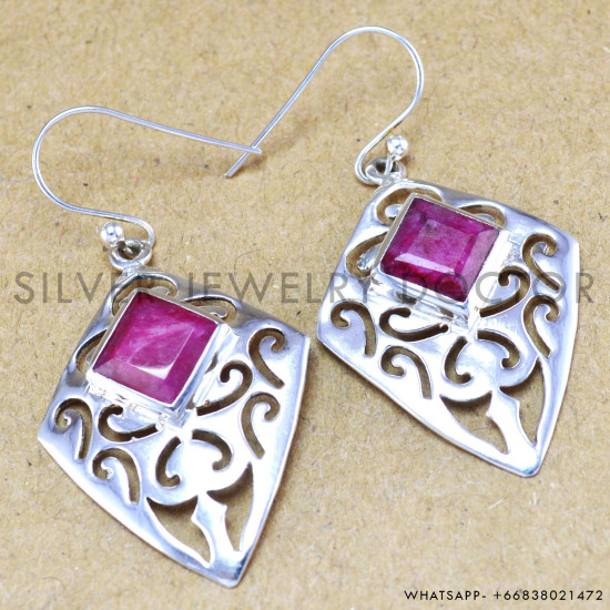 Ruby 925 Sterling Silver Earrings (WE-6217) Ruby 925 Sterling Silver Earrings (WE-6217)
