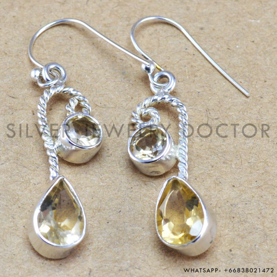 Citrine 925 Sterling Silver Earrings (WE-6219) Citrine 925 Sterling Silver Earrings (WE-6219)