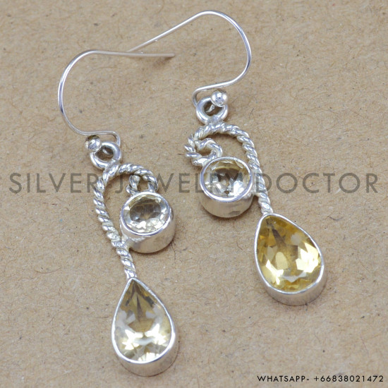 Citrine 925 Sterling Silver Earrings (WE-6219) Citrine 925 Sterling Silver Earrings (WE-6219)